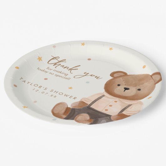 Aquarell Rustikale Bärendusche Pappteller (Schrägansicht)