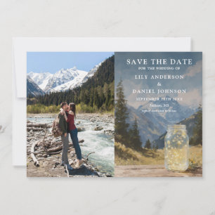 Aquarell Rustikale Berg Mason Glas Hochzeitsfoto Save The Date