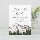 Aquarell Rustikale Berge Save The Date (Stehend Vorderseite)