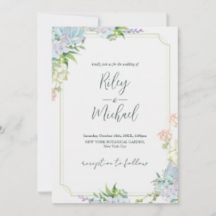 Aquarell Rustikale Blaue Blume&Botanisch  Einladung