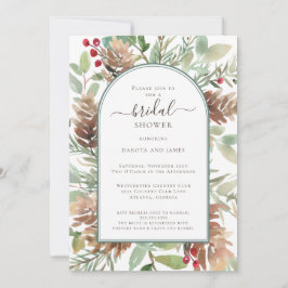 Aquarell Rustikale Grünpflanzen Paare Brautparty Einladung