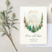 Aquarell Rustikale Kiefernwälder Save the Date Einladung