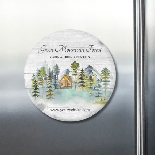 Aquarell Rustikale Neblige Wald Berghütte Magnet