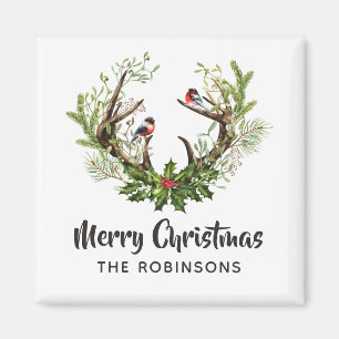 Aquarell Rustikale Rentiere Weihnachten Magnet