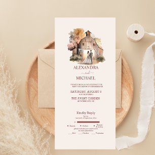 Aquarell-Rustikale-Scheunen-Hochzeit All In One Einladung