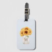 Aquarell Rustikale Sonnenblume Bouquet im Mason Ja Gepäckanhänger (Vorderseite Vertikal)