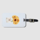 Aquarell Rustikale Sonnenblume Bouquet im Mason Ja Gepäckanhänger (Vorderseite (Horizontal))
