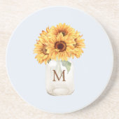 Aquarell Rustikale Sonnenblume Bouquet im Mason Ja Getränkeuntersetzer (Vorne)
