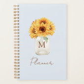 Aquarell Rustikale Sonnenblume Bouquet im Mason Ja Planer (Vorderseite)