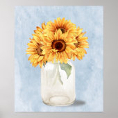 Aquarell Rustikale Sonnenblume Bouquet im Mason Ja Poster (Vorne)
