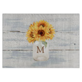 Aquarell Rustikale Sonnenblume Bouquet im Mason Ja Schneidebrett (Vorderseite)