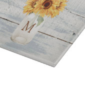 Aquarell Rustikale Sonnenblume Bouquet im Mason Ja Schneidebrett (Ecke)