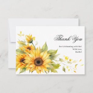 Aquarell Rustikale Sonnenblumen Brautparty Dankeskarte