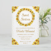Aquarell Rustikale Sonnenblumen Süß 16 Einladung (Stehend Vorderseite)