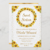 Aquarell Rustikale Sonnenblumen Süß 16 Einladung (Vorne/Hinten)