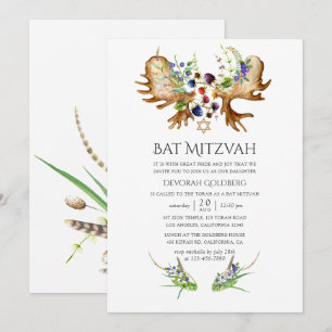 Aquarell Rustikale Wald Bat Mitzvah Einladung