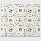 Aquarell-rustikale Weihnachtsschweine Geschenkpapier (Flach)