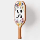Aquarell Rustikale Wildblumen Monogramm Pickleball Schläger (Links)