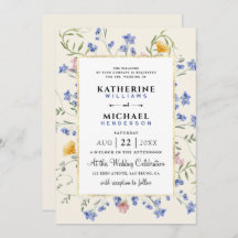 Aquarell Rustikale Wildblumen Wiesen Hochzeit Foil