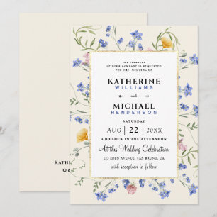 Aquarell Rustikale Wildblumen Wiesen Hochzeit Foil Einladung