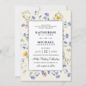 Aquarell Rustikale Wildblumen Wiesen Hochzeit Foil Einladung (Vorderseite)