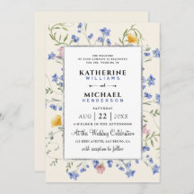Aquarell Rustikale Wildblumen Wiesen Hochzeit Foil