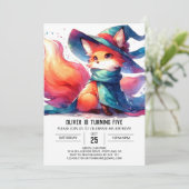 Aquarell Rustikaler Fox Geburtstag Einladung (Stehend Vorderseite)