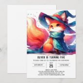 Aquarell Rustikaler Fox Geburtstag Einladung (Vorne/Hinten)