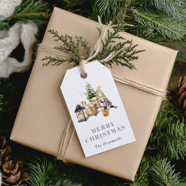 Aquarell Rustikaler Gnome Holiday Geschenkanhänger