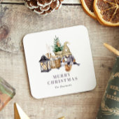 Aquarell Rustikaler Gnome Holiday Rechteckiger Pappuntersetzer