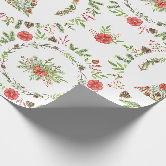 Aquarell-rustikaler Weihnachtsbaum Geschenkpapier (Ecke)