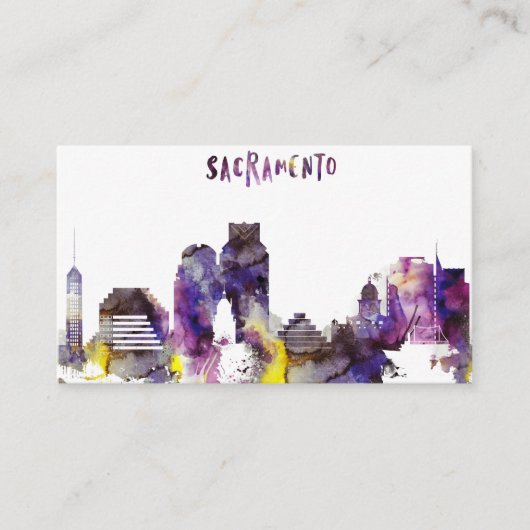 Aquarell-Sacramento-Skyline Visitenkarte (Vorderseite)