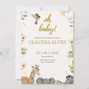 Aquarell-Safari-Dschungeltiere Baby Shower Einladu Einladung
