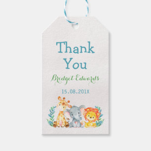 Aquarell-Safari-Tier-Babyparty-Umbau Geschenkanhänger