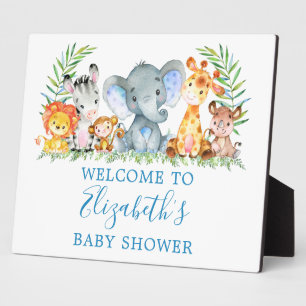 Aquarell Safari Tiere Baby Dusche Blau Fotoplatte