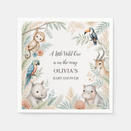 Aquarell-Safari-Tiere Baby Shower Papier Serviette