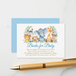 Aquarell Safari Tiere Blue Gold Bücher für Baby Begleitkarte