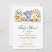 Aquarell Safari Tiere Gold Dusche by Mail Einladung (Vorderseite)