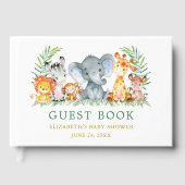 Aquarell Safari Tiere Grüne Kinderdusche Gästebuch (Vorderseite)