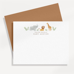 Aquarell-Safari-Tiere-Kinderzimmer-Notizkarte Ankündigung