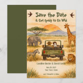 Aquarell Safari - Verwildert - Save the Date (Vorne/Hinten)