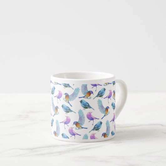 Aquarell-Safari: Vögel (fertigen Sie BG-Farbe!) Espressotasse (Vorderseite Rechts)