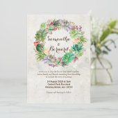 Aquarell-saftige Kranz-Hochzeits-Einladung Einladung (Stehend Vorderseite)