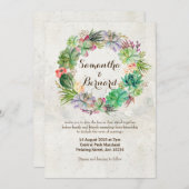 Aquarell-saftige Kranz-Hochzeits-Einladung Einladung (Vorne/Hinten)