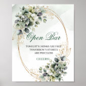 Aquarell-Sagegrün-Open-Bar-Tisch-Schild Poster (Vorne)