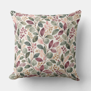 Aquarell-Sagegrün und staubige Rose Botanical Kissen