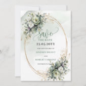 Aquarell Salbei Grün Botanisch Save The Date (Vorderseite)