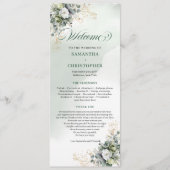 Aquarell-Salbei-Grün-Botanisches-Hochzeitsprogramm Programm (Vorderseite)
