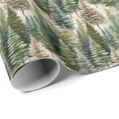 Aquarell Salbei Pinien Winterwald Geschenkpapier (Rolleneckpunkt)