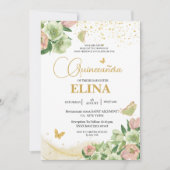 Aquarell Salbei Rosa Blütenblume Quinceañera Einladung (Vorderseite)